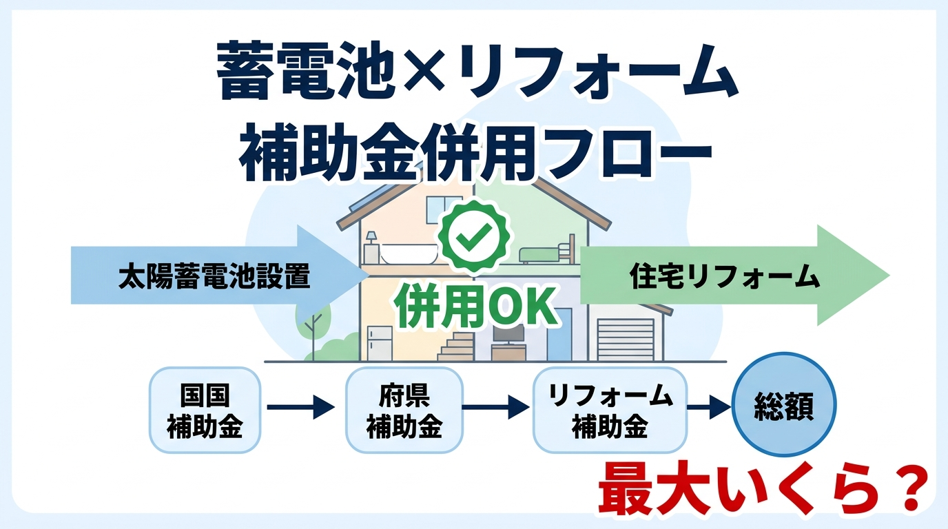 蓄電池補助金とリフォームは同時申請できる?併用ルールと最大補助額【2026年版】