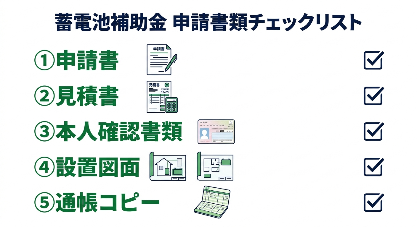 蓄電池補助金の申請書類一覧【2026年版】必要書類チェックリストと準備のコツ