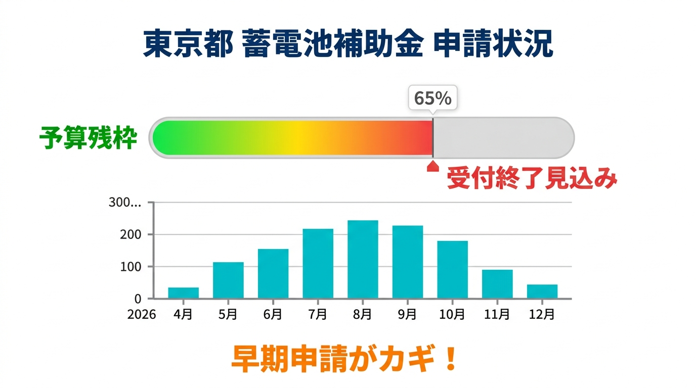 東京都の蓄電池補助金2026｜申請状況・受付残枠と終了時期を徹底解説
