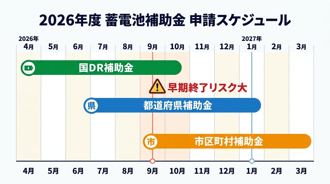蓄電池補助金の申請期限はいつまで？2026年度の締切スケジュールと早期終了リスクを解説