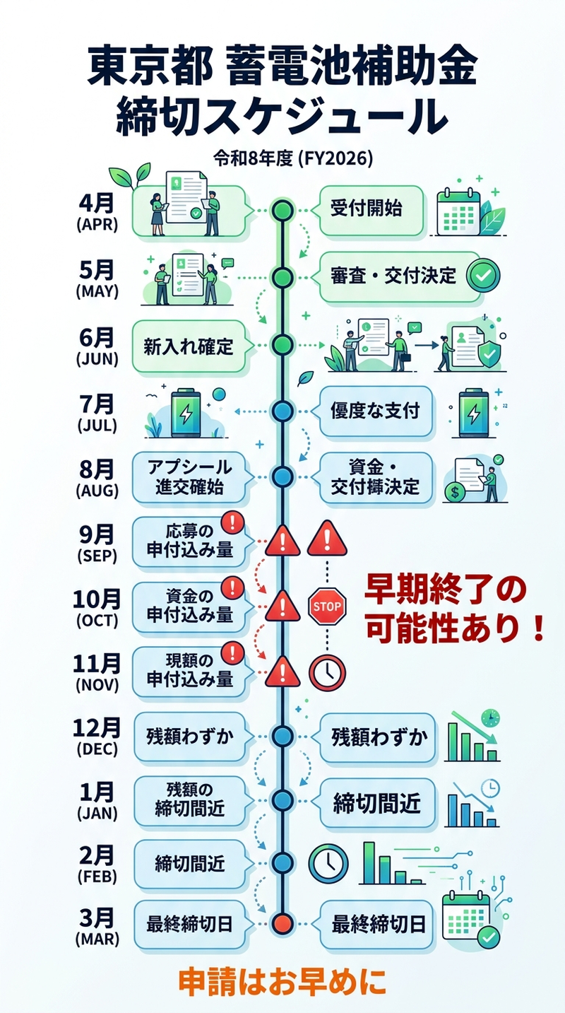 蓄電池補助金は東京都でいつまで?2026年度の申請締切と早期終了リスクを徹底解説