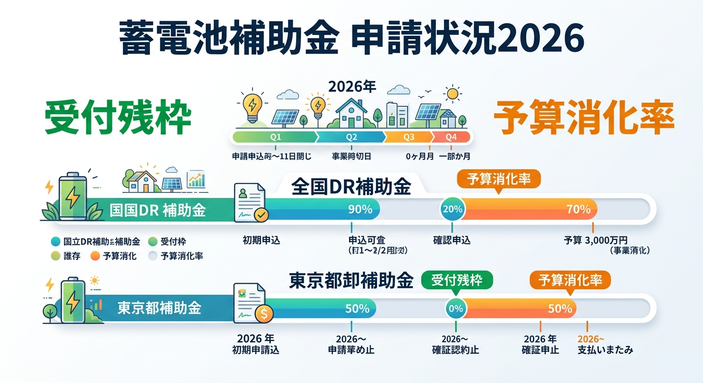 蓄電池補助金の申請状況2026｜受付残枠・終了時期・今から間に合うかを徹底解説