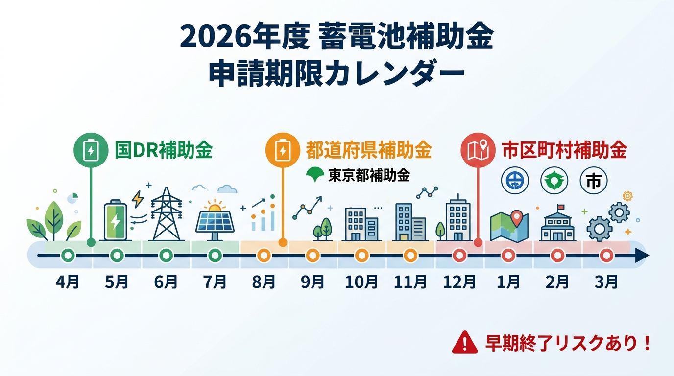 蓄電池補助金の申請期限はいつまで？2026年度の締切スケジュールと早期終了リスク