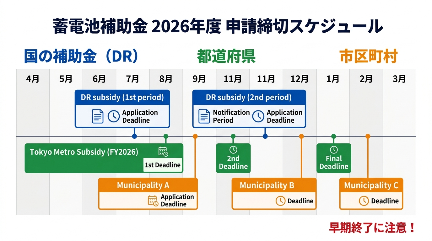 蓄電池補助金の申請期限はいつまで？2026年度の締切スケジュールと間に合わせるコツ
