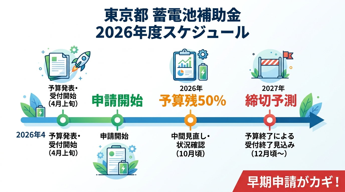 蓄電池補助金は東京都でいつまで？2026年度の申請締切と予算残状況を徹底解説