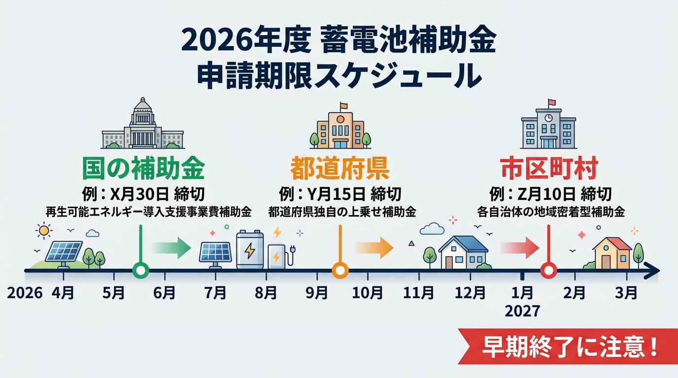 蓄電池補助金の申請期限はいつまで？2026年度の締切スケジュールと間に合わせるコツ