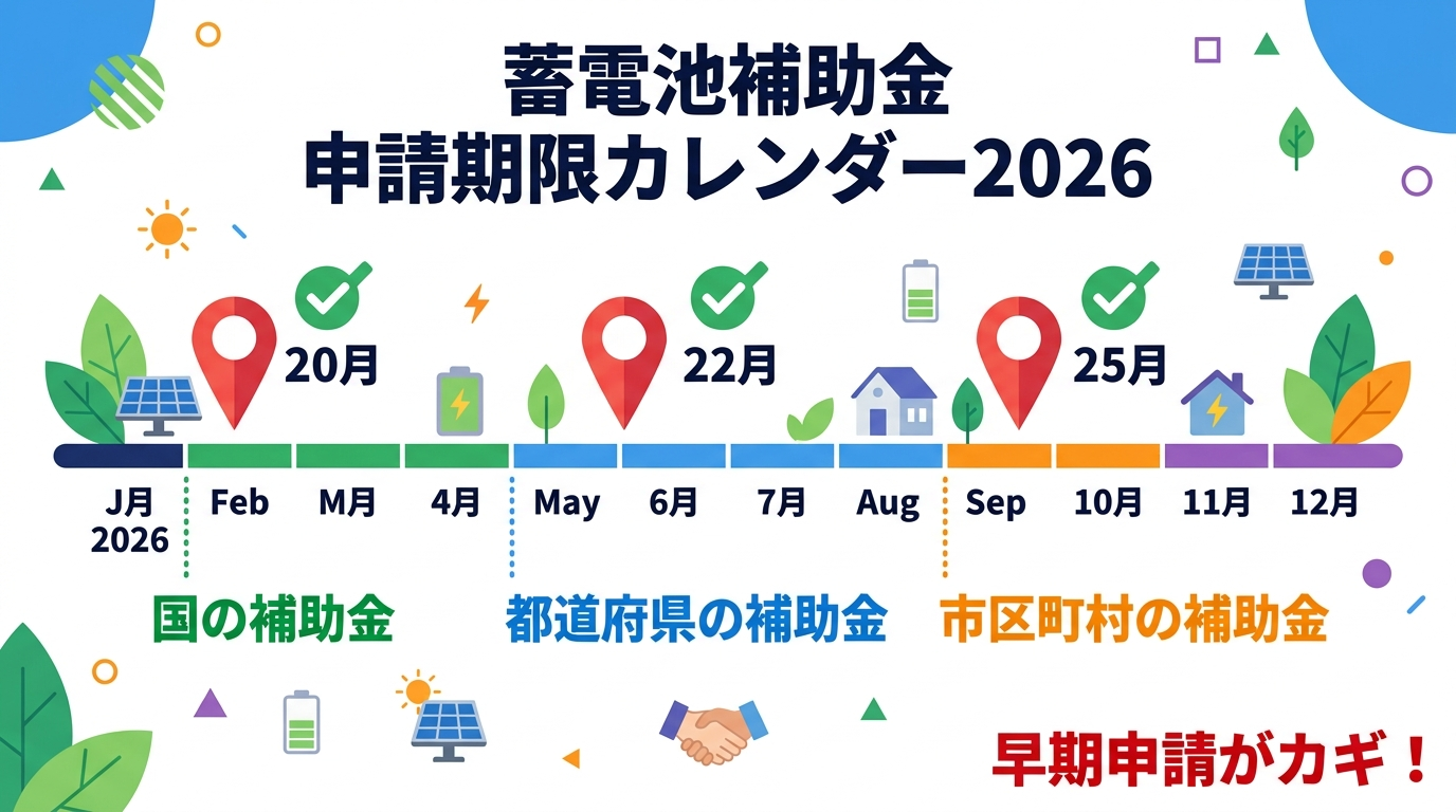 蓄電池補助金の申請期限はいつまで？2026年度の締切予測と早期申請のコツ