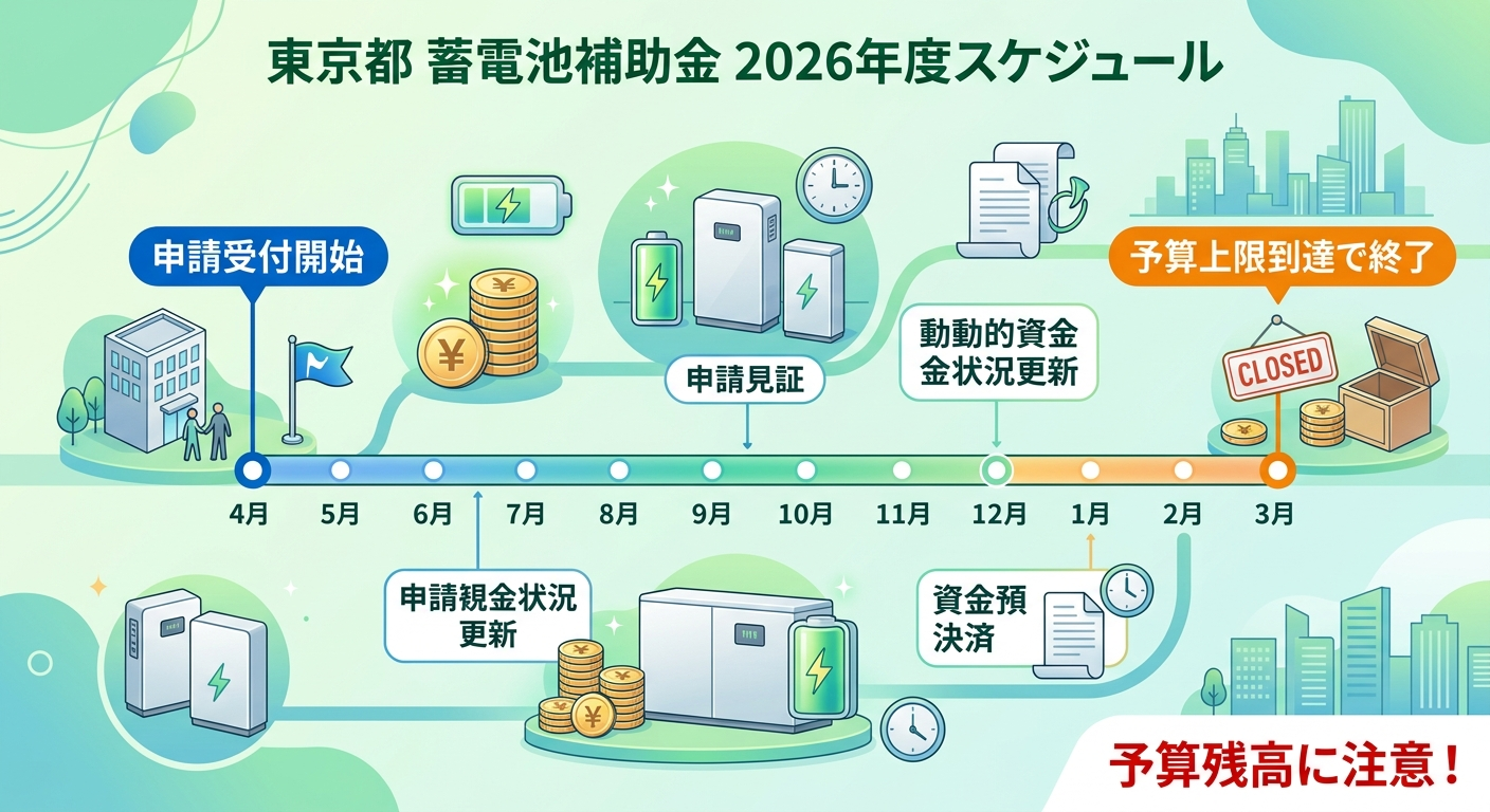 蓄電池補助金 東京都はいつまで？2026年度の申請締切と予算残高の確認方法