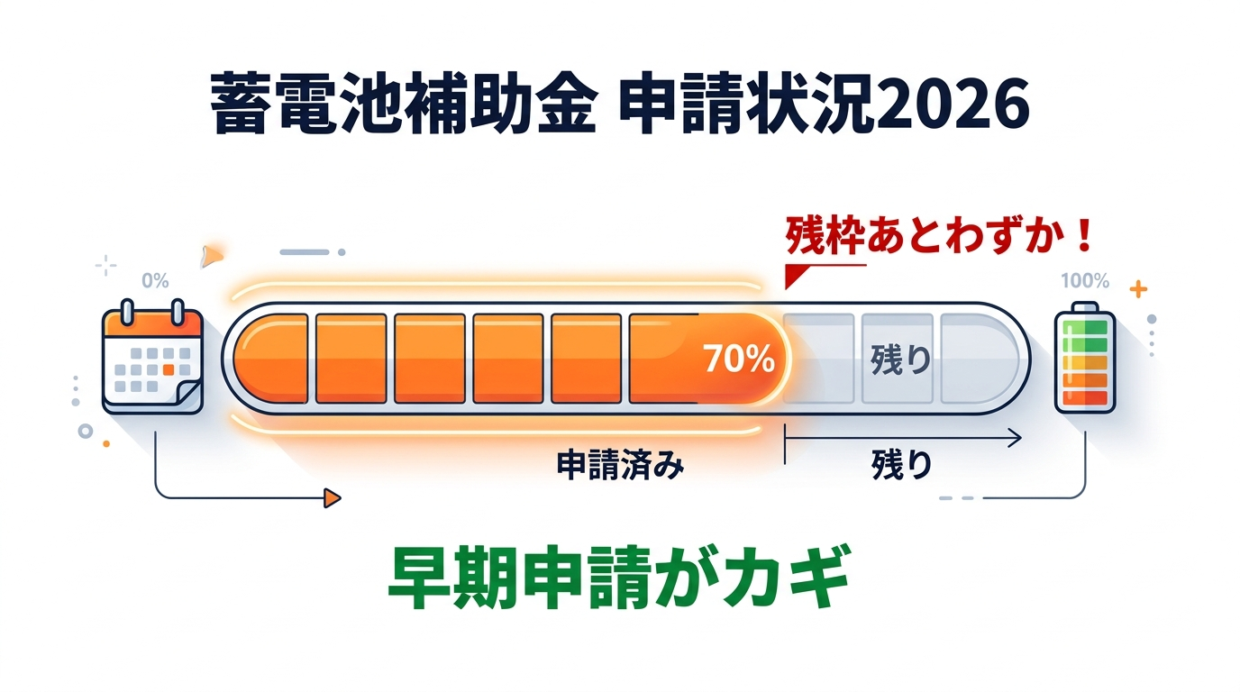 蓄電池補助金の申請状況2026｜受付残枠・締切予測と今すぐ申請すべき理由