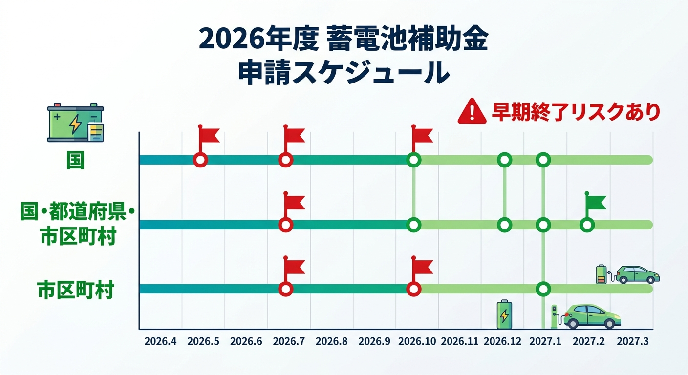 蓄電池補助金の申請期限はいつまで？2026年度の締切スケジュールと早期終了リスクを徹底解説