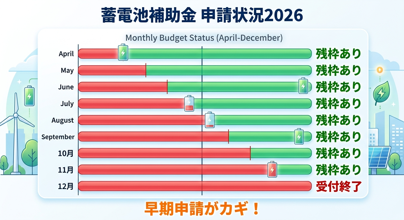 蓄電池補助金の申請状況2026｜受付残枠・締切予測と今すぐ動くべき理由